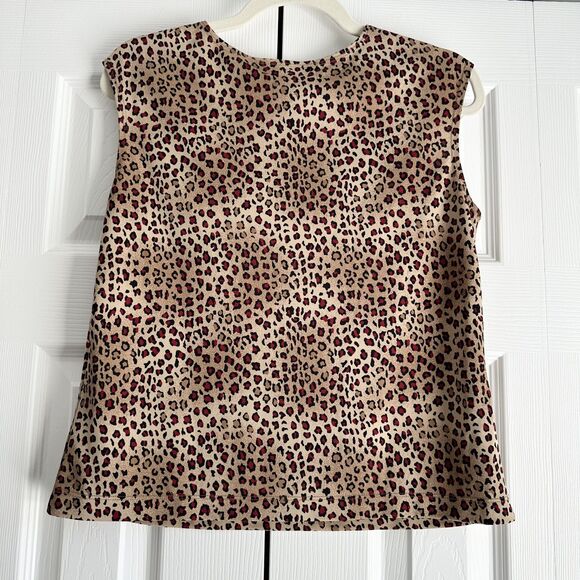 Casual Corner Annex Tank Top Size M Animal Print Tan Black Red Print - Picture 2 of 8